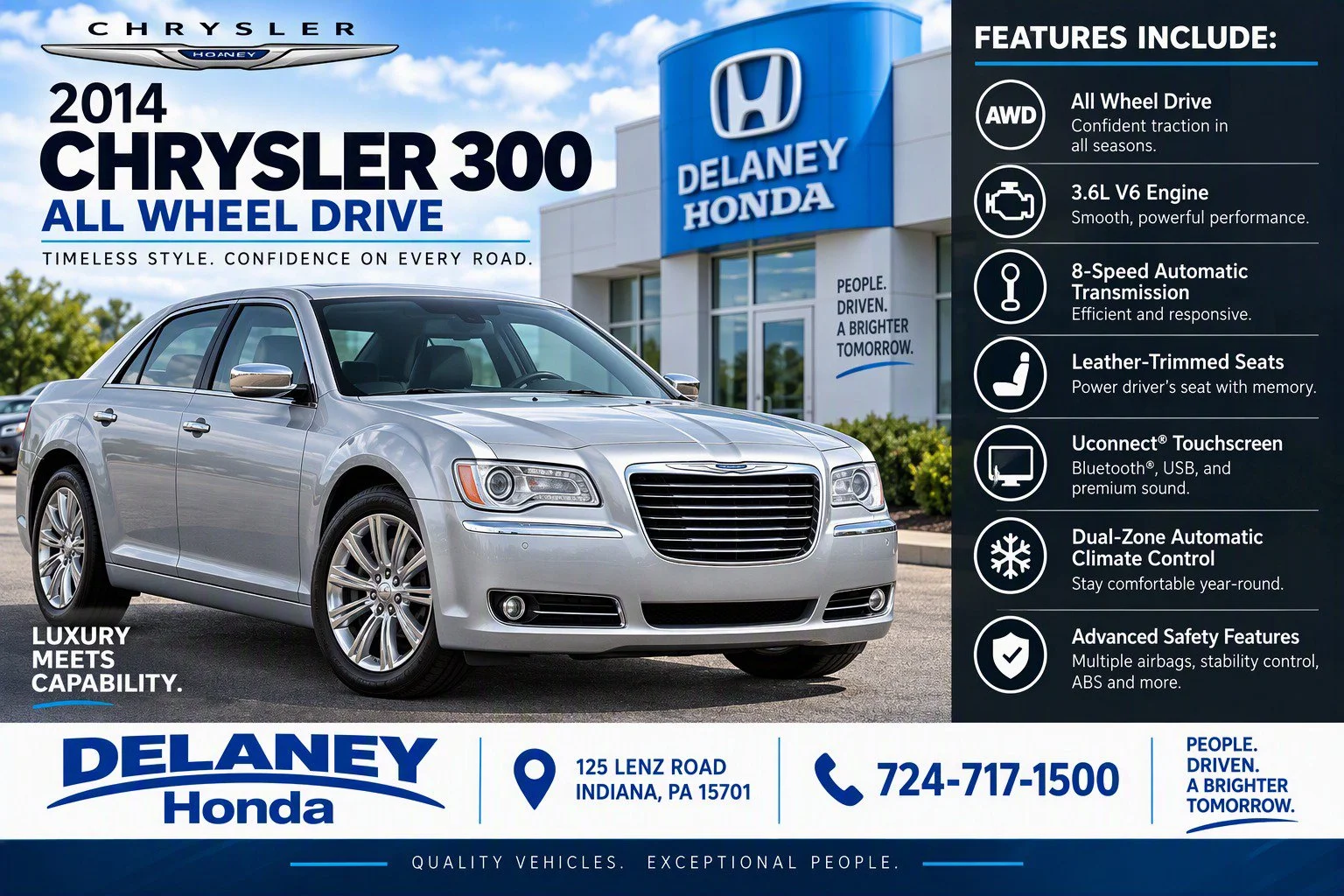 Used 2014 Chrysler 300 Base with VIN 2C3CCARG3EH383871 for sale in Indiana, PA