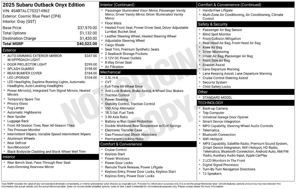 Certified Used 2025 Blue Subaru Onyx Edition image 26