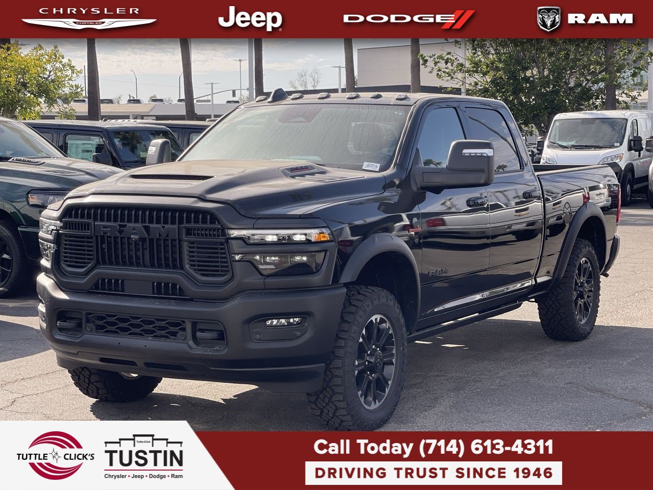 New 2026 Diamond Black Crystal Pearl-Coat Exterior Paint RAM Rebel image 3