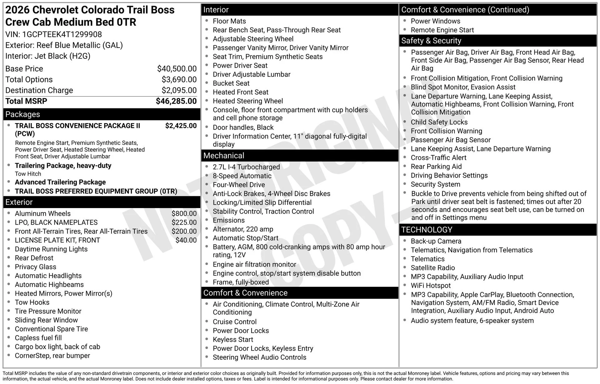 New 2026 Reef Blue Metallic Chevrolet Trail Boss image 3