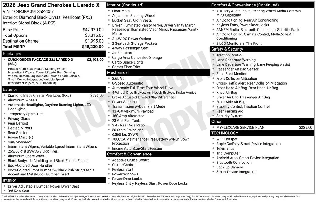 New 2026 Diamond Black Crystal Pearlcoat Jeep Laredo image 9
