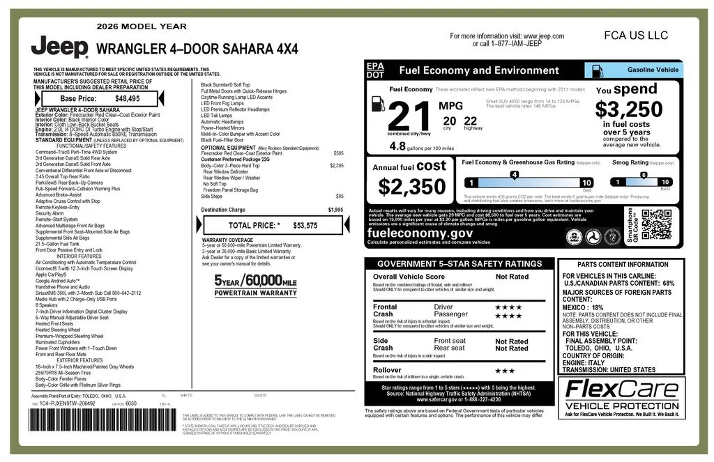 Certified Used 2026 Red Jeep Sahara image 2