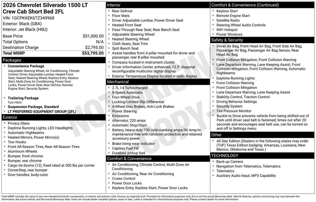 New 2026 Black Chevrolet LT (2FL) image 21