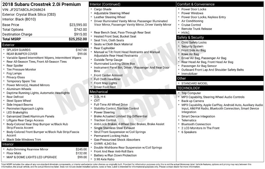 Used 2018 Black Subaru 2.0i Premium image 21