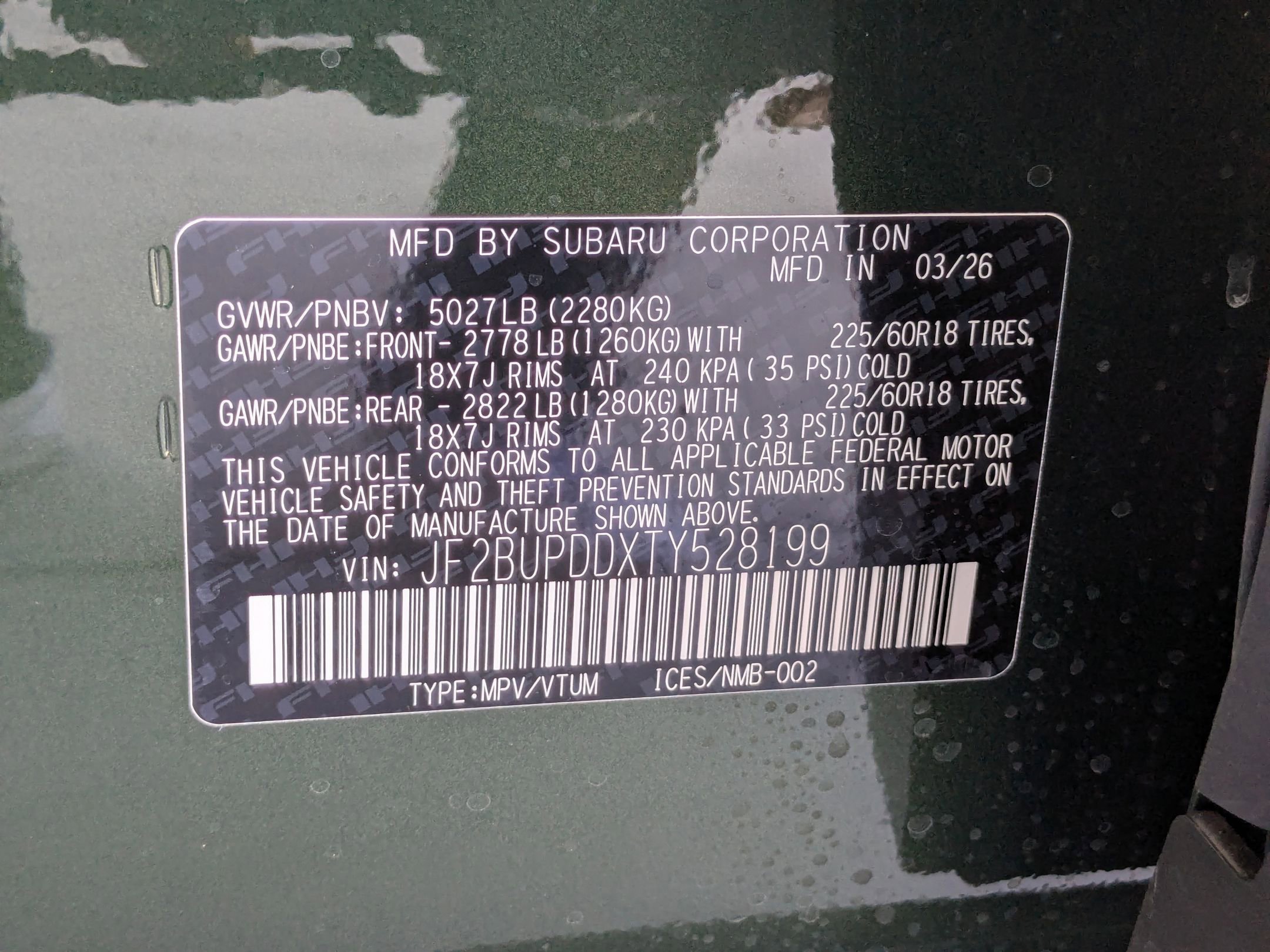 New 2026 DEEP EMERALD GREEN PEARL Subaru Limited image 16