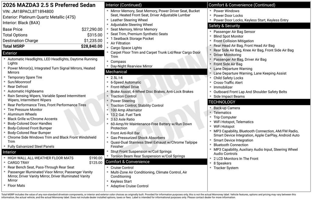 New 2026 Platinum Quartz Metallic Mazda 2.5 S Preferred image 3
