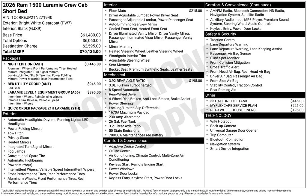 New 2026 Bright White Clear-Coat Exterior Paint RAM Laramie image 7