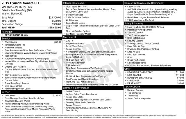 Used 2019 Hyundai Sonata SEL with VIN 5NPE34AF6KH781135 for sale in Newport News, VA