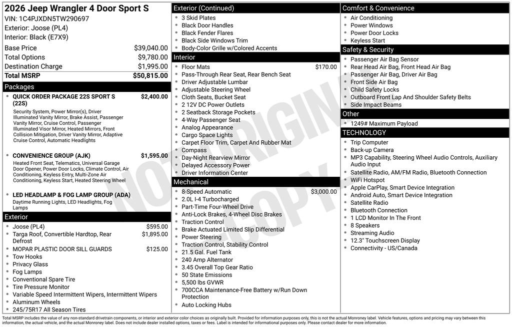 New 2026 Joose Exterior Paint Jeep Sport S image 29