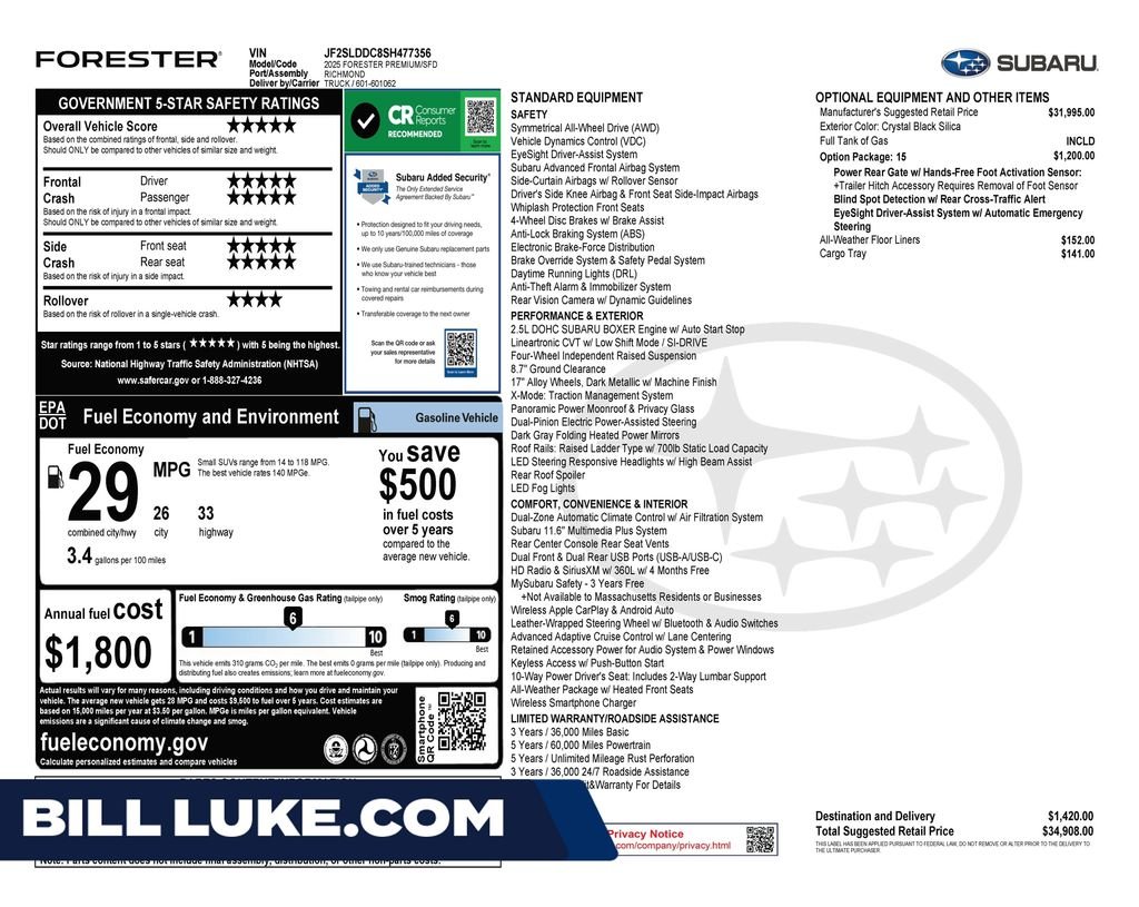 Used 2025 Black Subaru Premium image 1