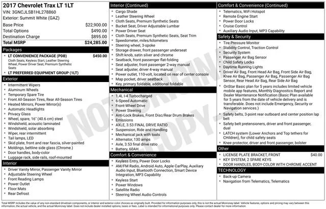 Used 2017 SUMMIT WHITE Chevrolet LT image 3