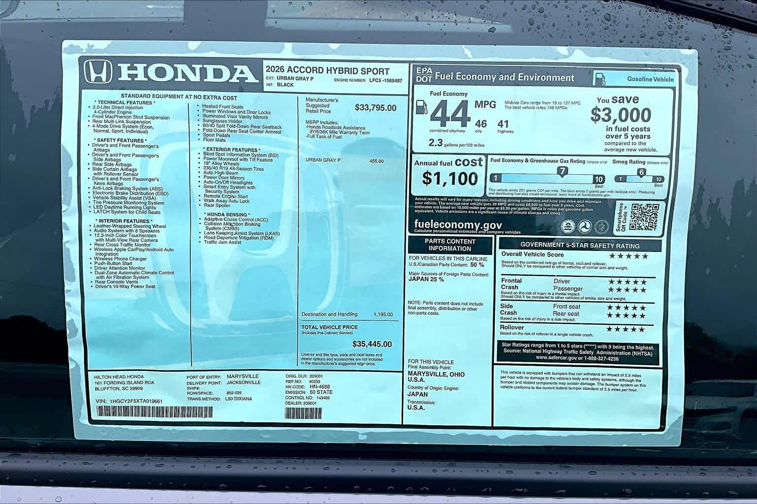 New 2026 Urban Gray Pearl Honda Sport image 18