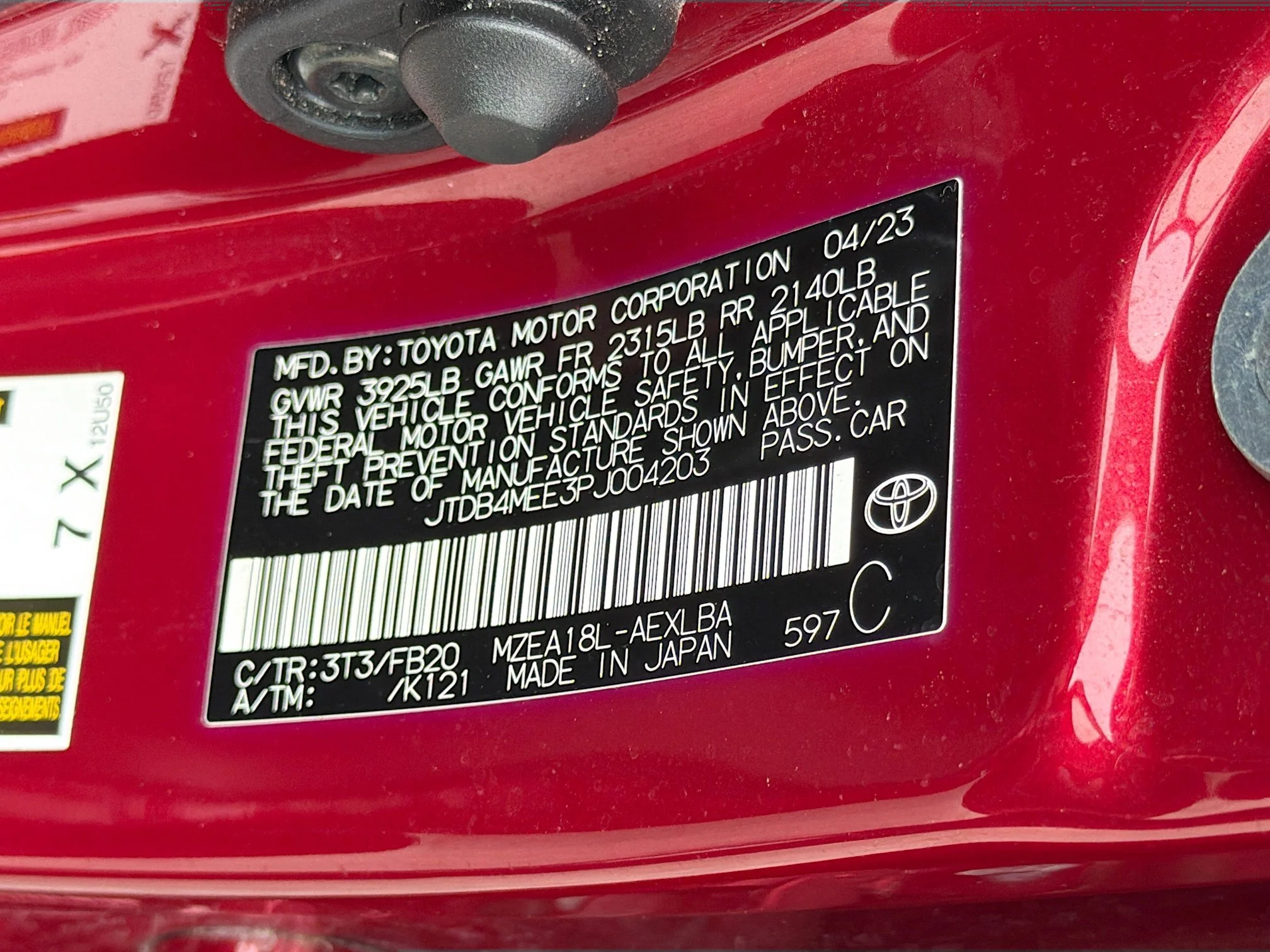 Used 2023 Ruby Flare Pearl Toyota LE image 41