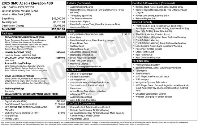 Used 2025 Crystal Metallic GMC Elevation image 1