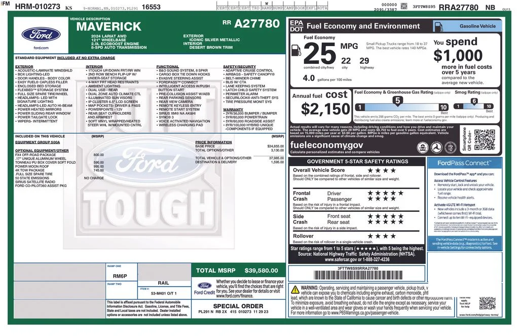 Used 2024 Iconic Silver Metallic Ford Lariat image 2