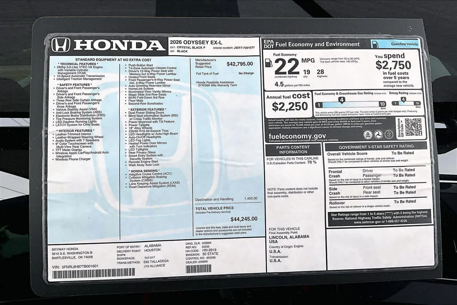 2026 Honda Odyssey EX-L - Photo 18