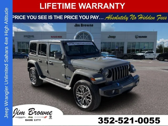 Used 2022 Gray Jeep Unlimited Sahara 4xe image 1