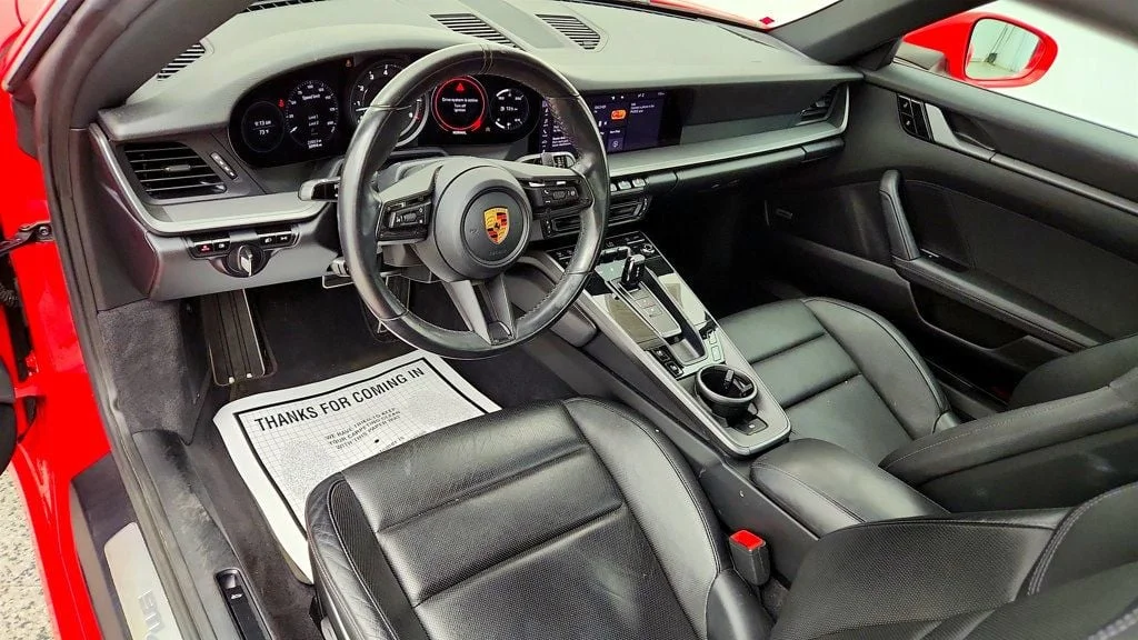 Used 2020 Guards Red Porsche Carrera Coupe w/ Classic Wheels, Bose Audio, LCA & Cooled Seats image 11