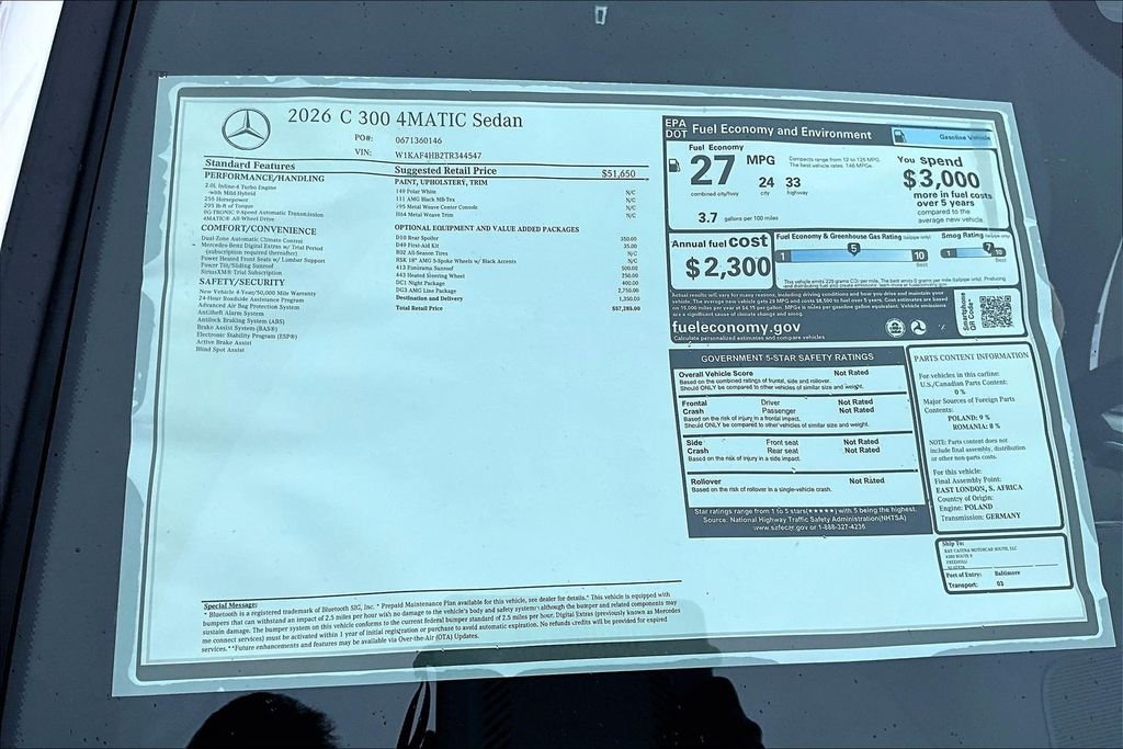 New 2026 Polar White Mercedes-Benz C 300 image 13