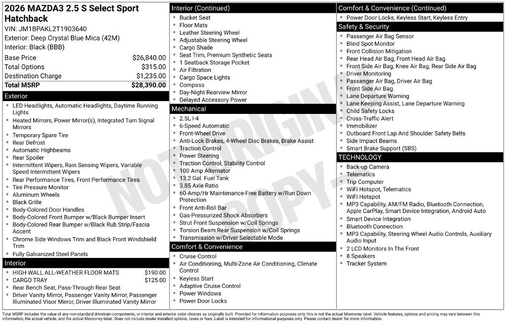 New 2026 Deep Crystal Blue Mica Mazda 2.5 S Select Sport image 3