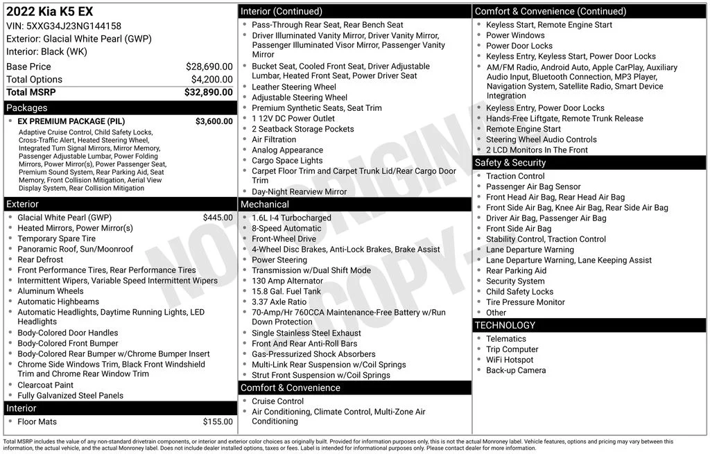 Used 2022 White Kia EX image 16