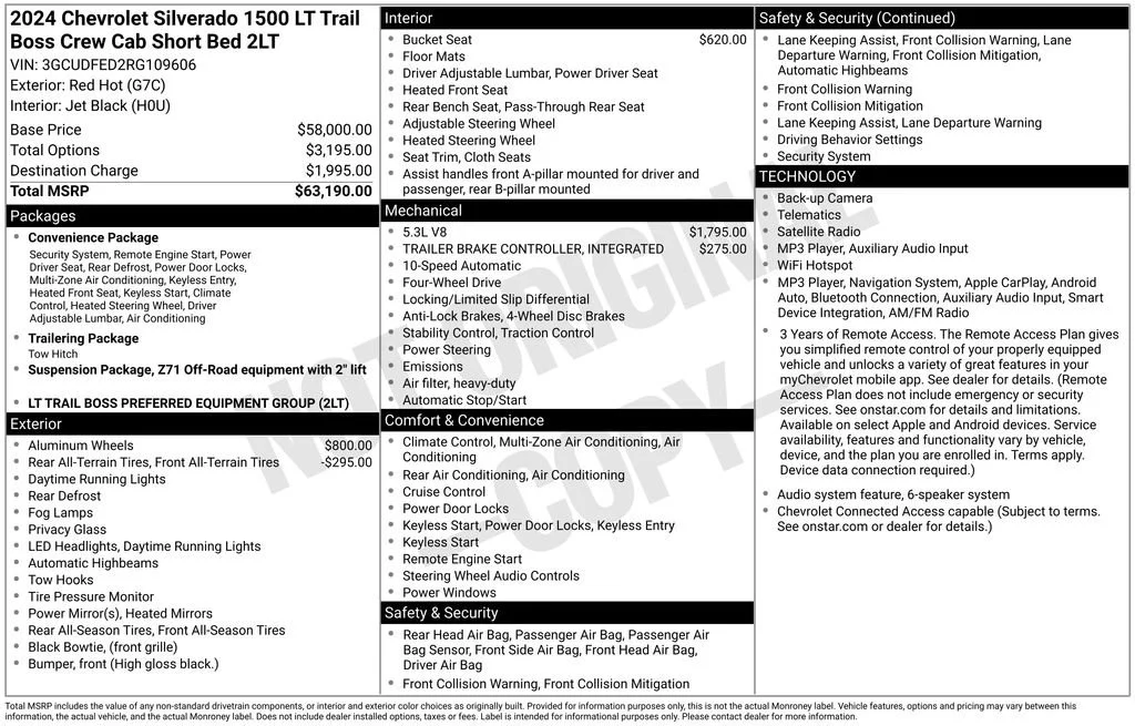 Certified Used 2024 Red Hot Chevrolet LT Trail Boss image 11