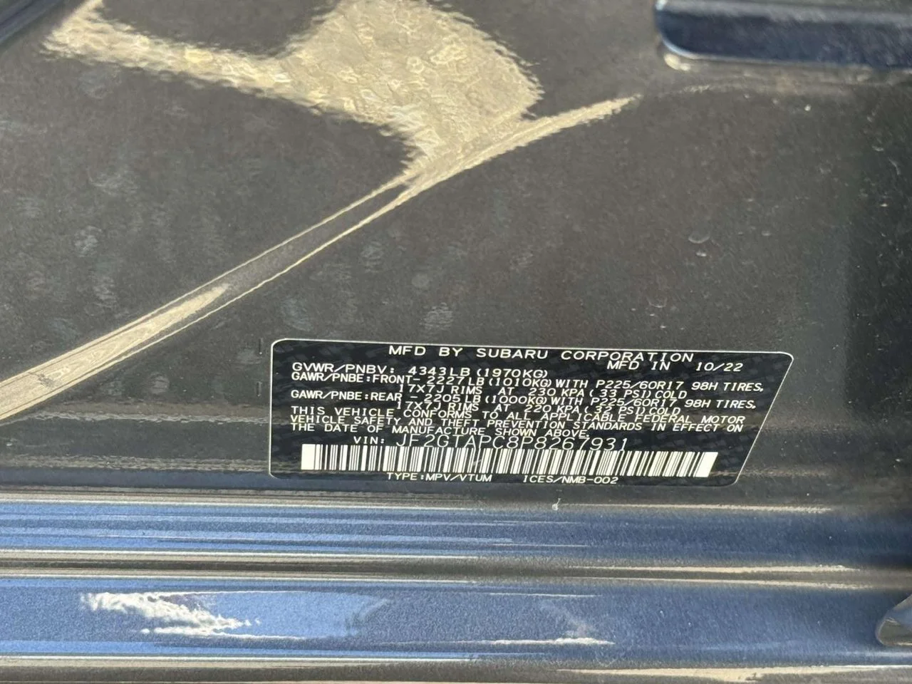 Used 2023 Magnetite Gray Metallic Subaru Premium image 24