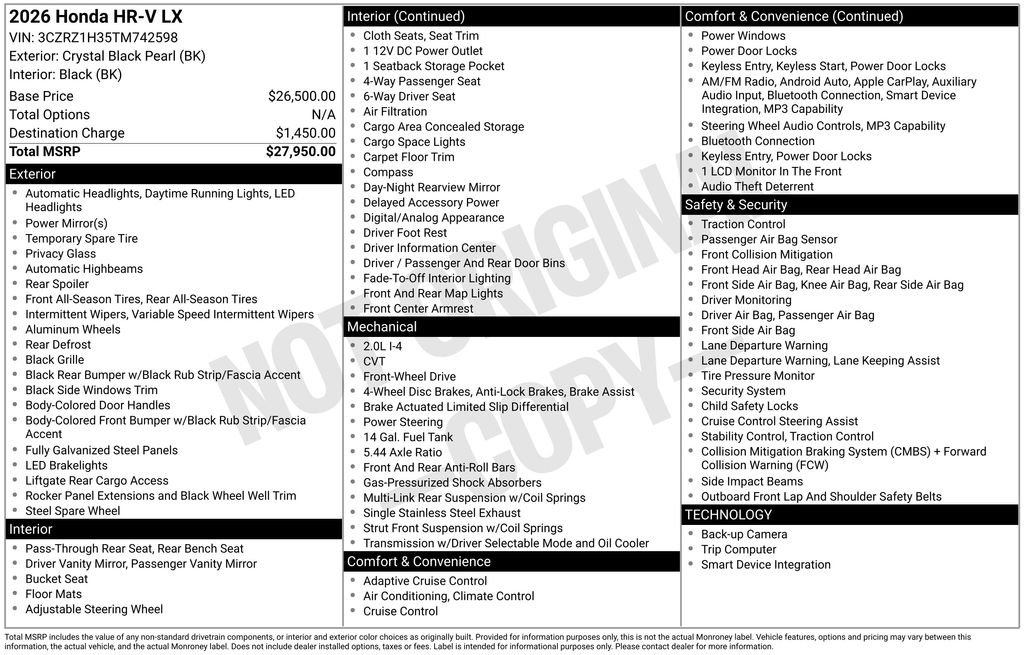 2026 Honda HR-V LX - Photo 36