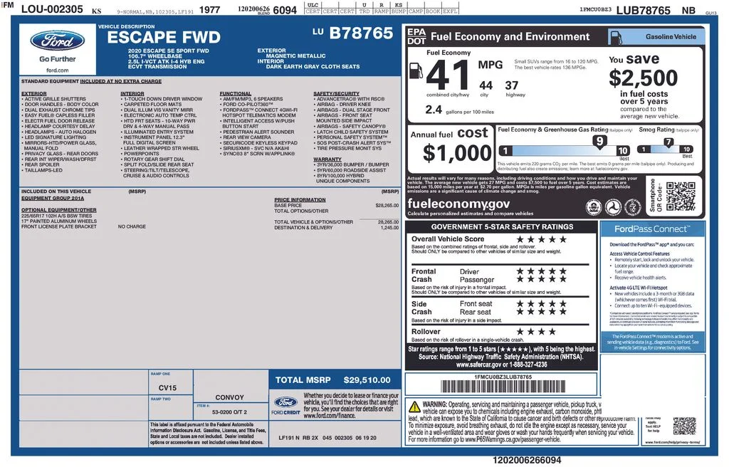 Used 2020 Magnetic Metallic Ford SE Sport image 2