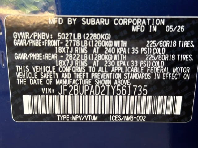 New 2026 SAPPHIRE BLUE PEARL Subaru Premium image 56