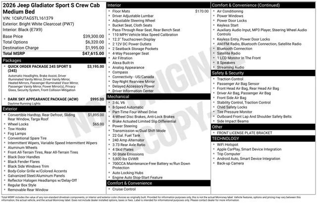 New 2026 Bright White Clear-Coat Exterior Paint Jeep Sport S image 31