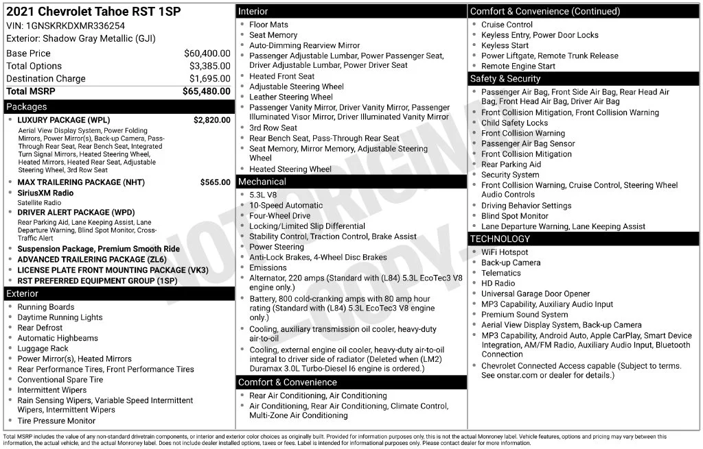 Used 2021 Chevrolet Tahoe RST with VIN 1GNSKRKDXMR336254 for sale in Elk River, Minnesota