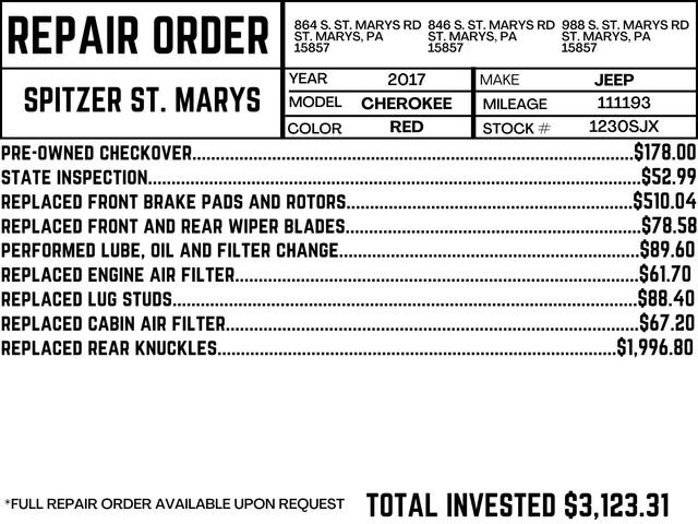 Used 2017 Jeep Cherokee Latitude with VIN 1C4PJMCB3HW614243 for sale in Elyria, OH