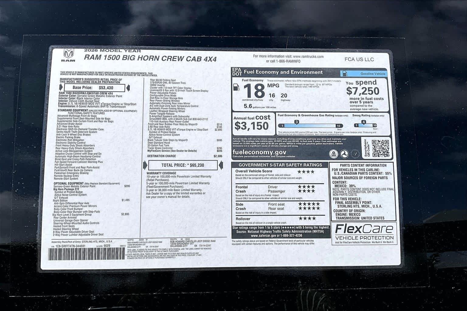 New 2026 Serrano-Green Metallic Exterior Paint RAM Big Horn image 16