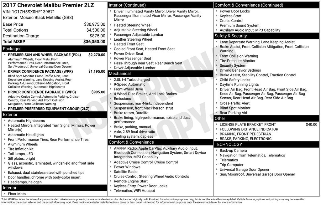 Used 2017 Black Chevrolet Premier image 2