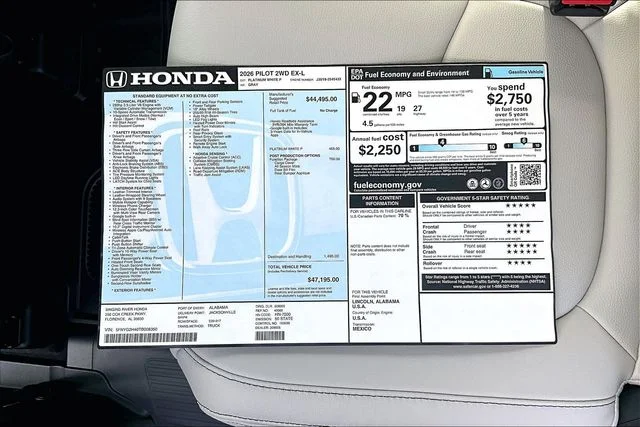 New 2026 Honda Pilot EX-L 4D Sport Utility