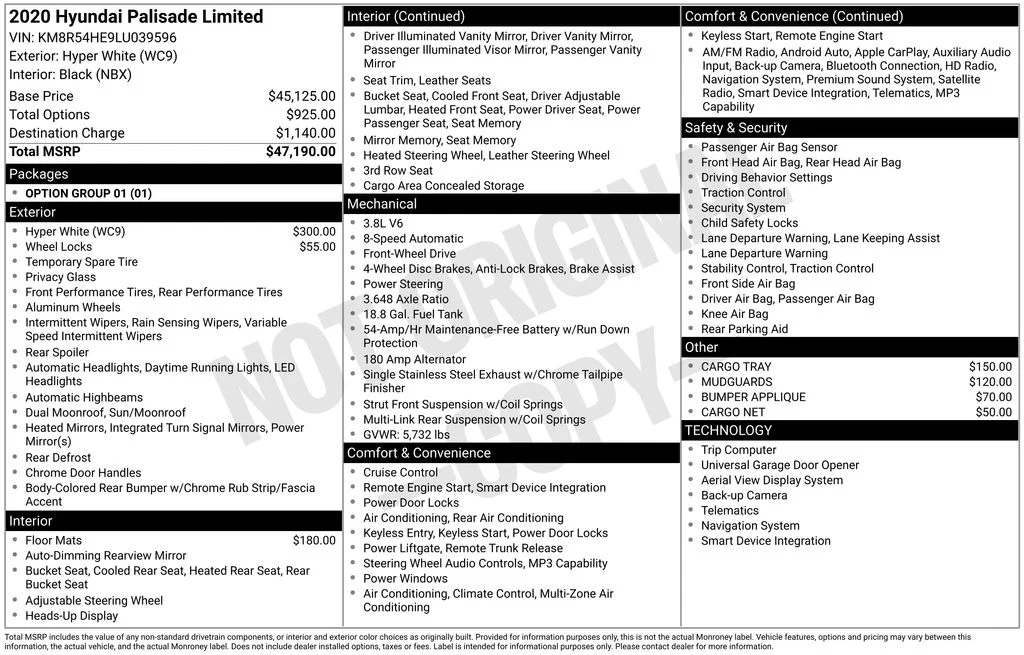 Used 2020 White Hyundai Limited image 2