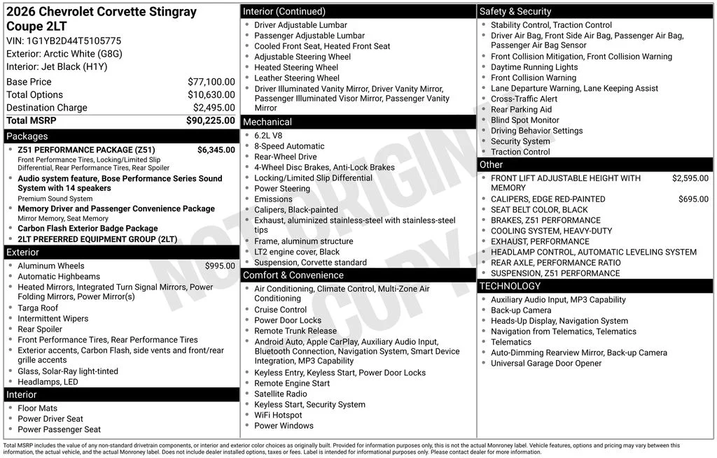 Used 2026 White Chevrolet Stingray image 37
