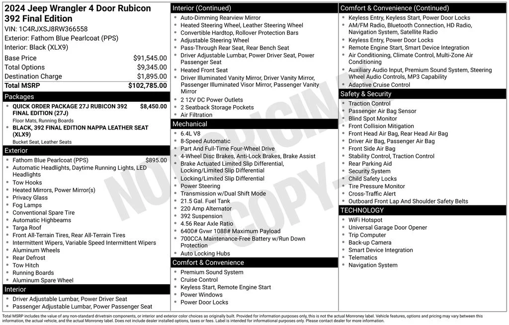 Used 2024 Blue Jeep Rubicon 392 image 8