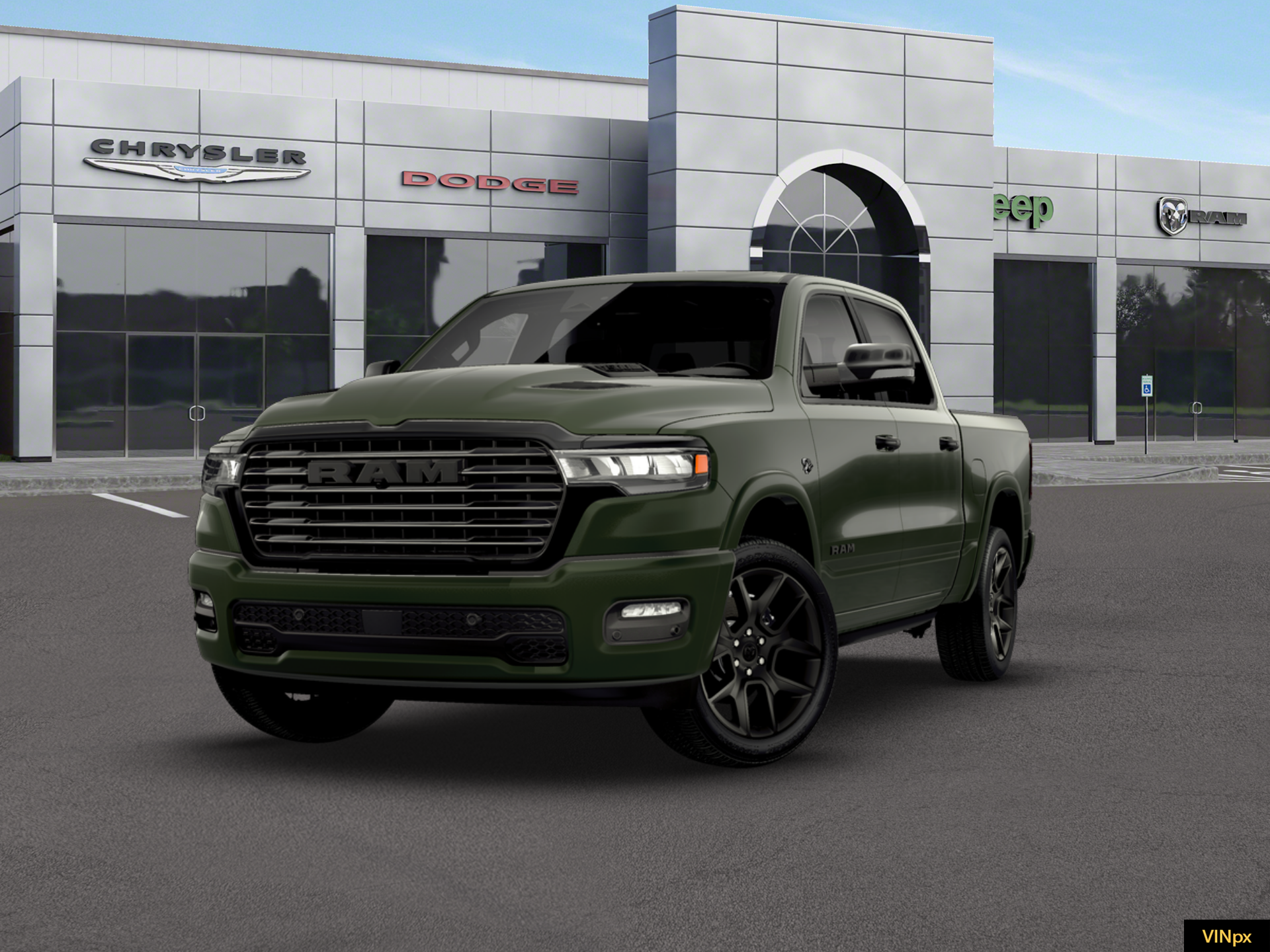 New 2026 Serrano-Green Metallic Exterior Paint RAM Laramie Crew Cab 4x4 57