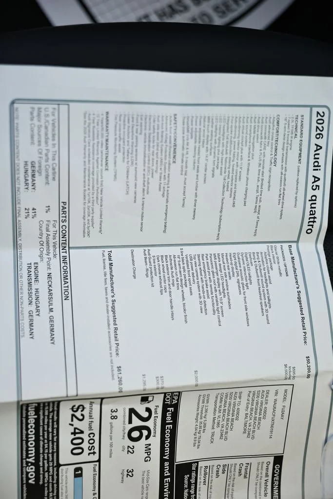 New 2026 Glacier White Metallic Audi 2.0T Prestige image 15