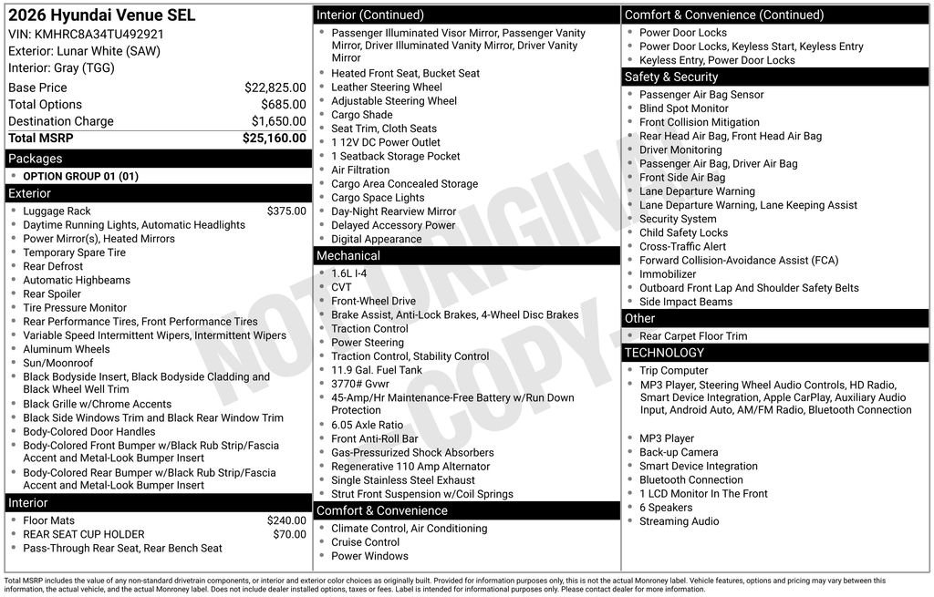 New 2026 White Hyundai SEL image 21