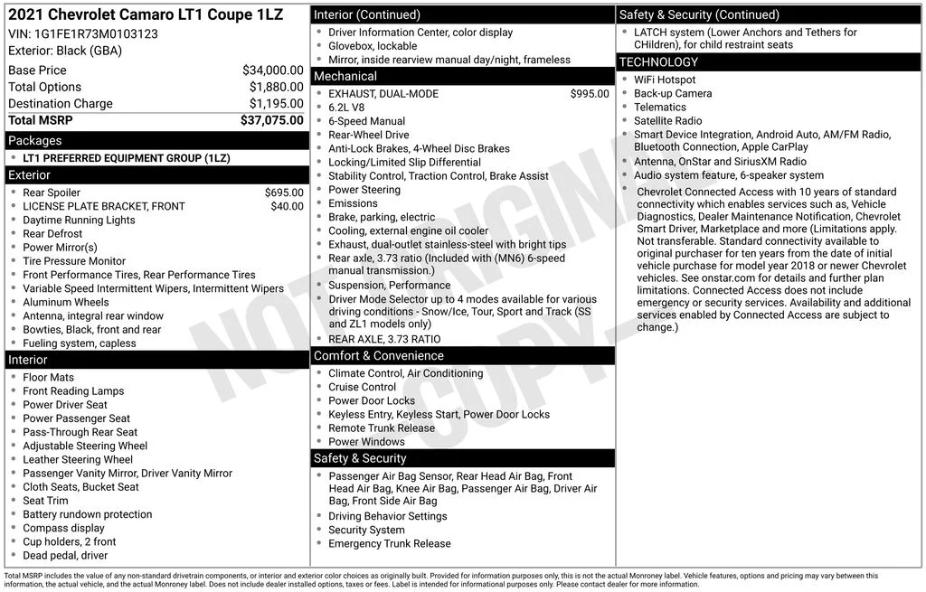 Used 2021 Black Chevrolet LT1 image 5