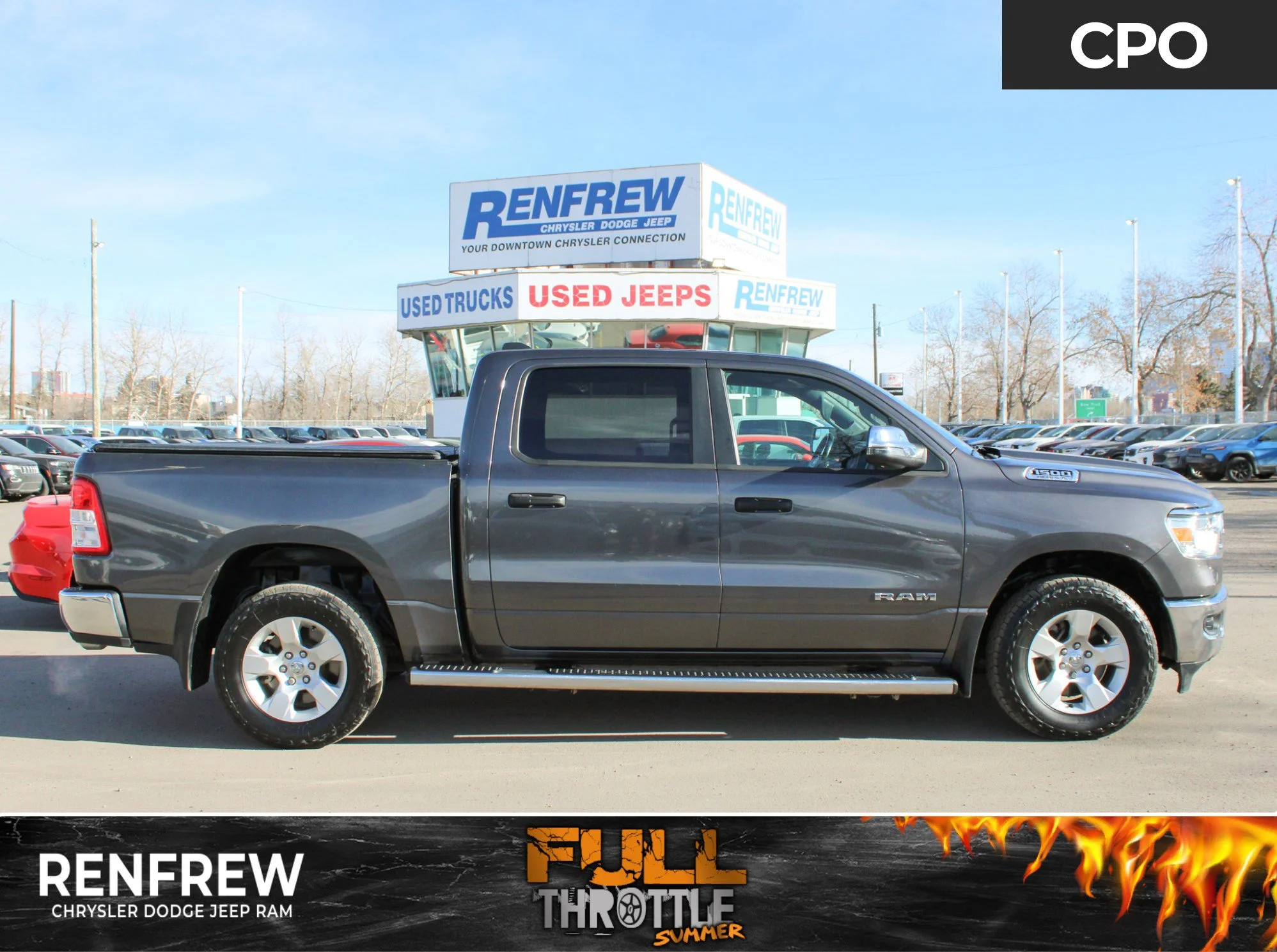 Certified Used 2023 Grey RAM Big Horn * No Accidents | Heated Seats | HEMI V8 | Apple CarPlay | Tonneau Cover image 1