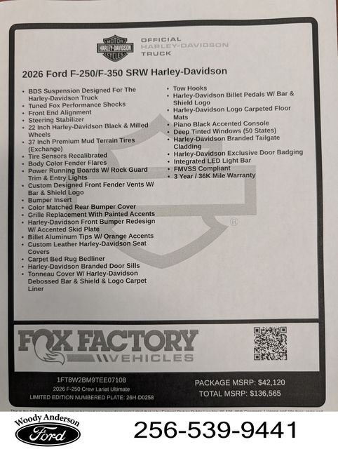 New 2026 Agate Black Metallic Ford Lariat Harley Davidson image 18