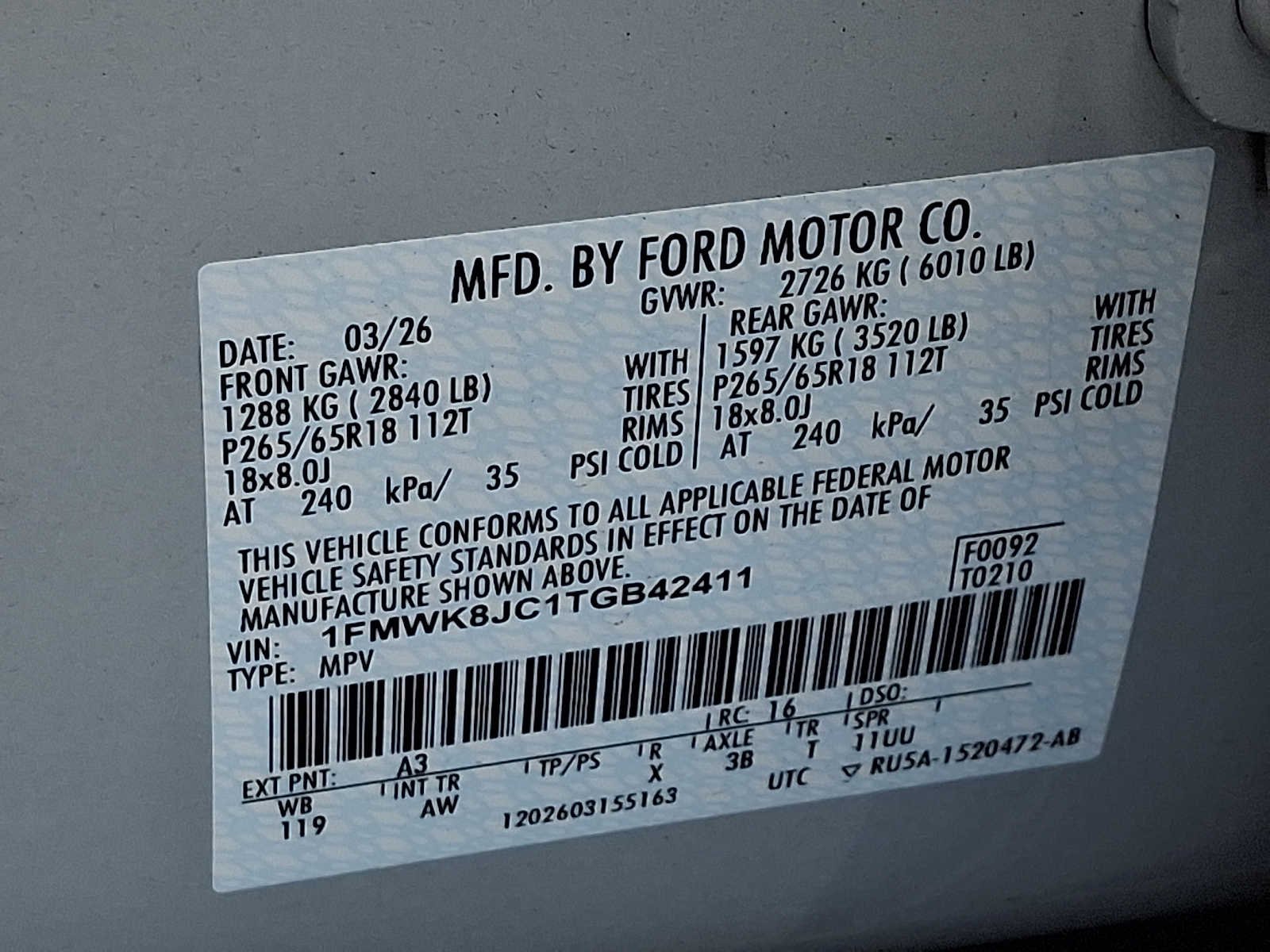 New 2026 Space White Metallic Ford Tremor® image 27