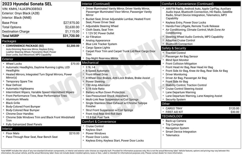 Used 2023 Onyx Black Hyundai SEL image 7