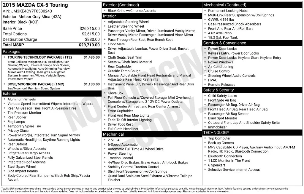 Used 2015 Gray Mazda Touring image 2