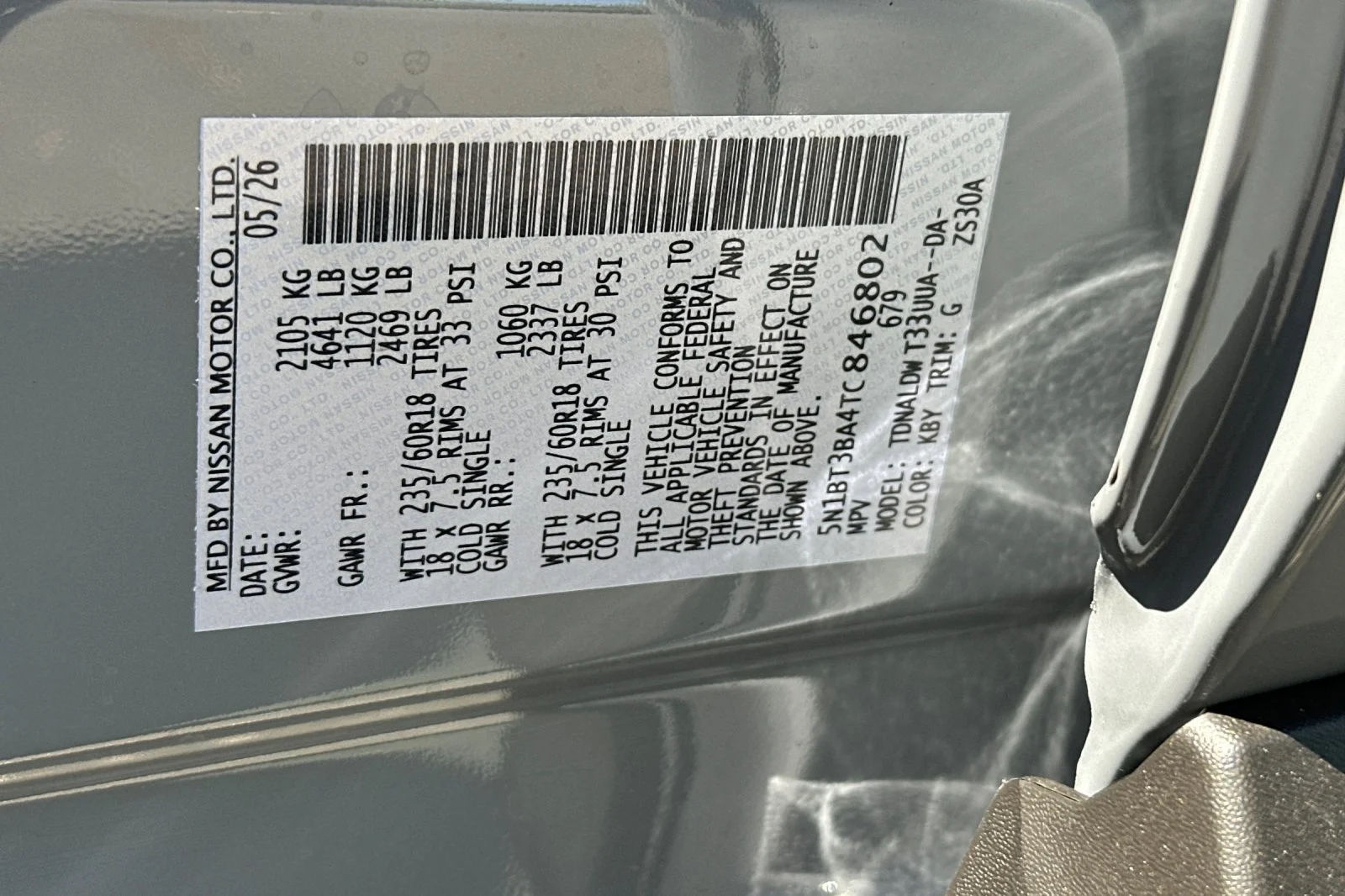New 2026 Boulder Gray Pearl Nissan SV image 26