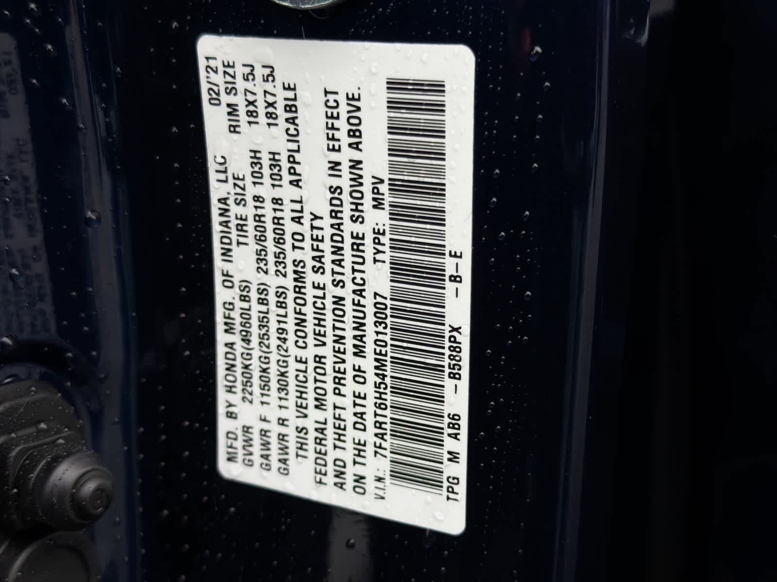 Used 2021 Obsidian Blue Pearl Honda EX image 37